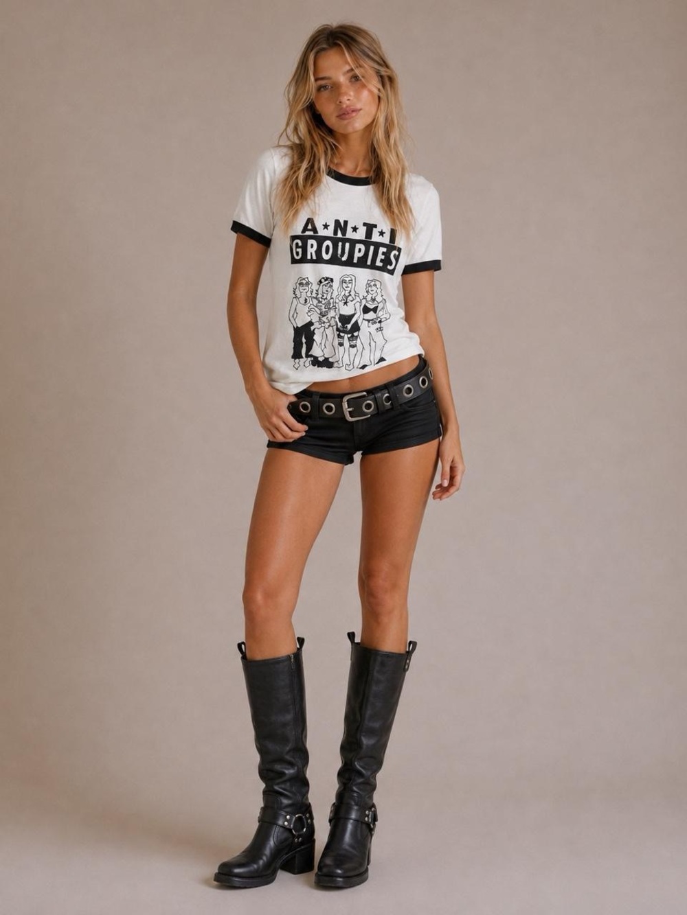 Anti Groupies Graphic Ringer Tee - Picture 2 of 5